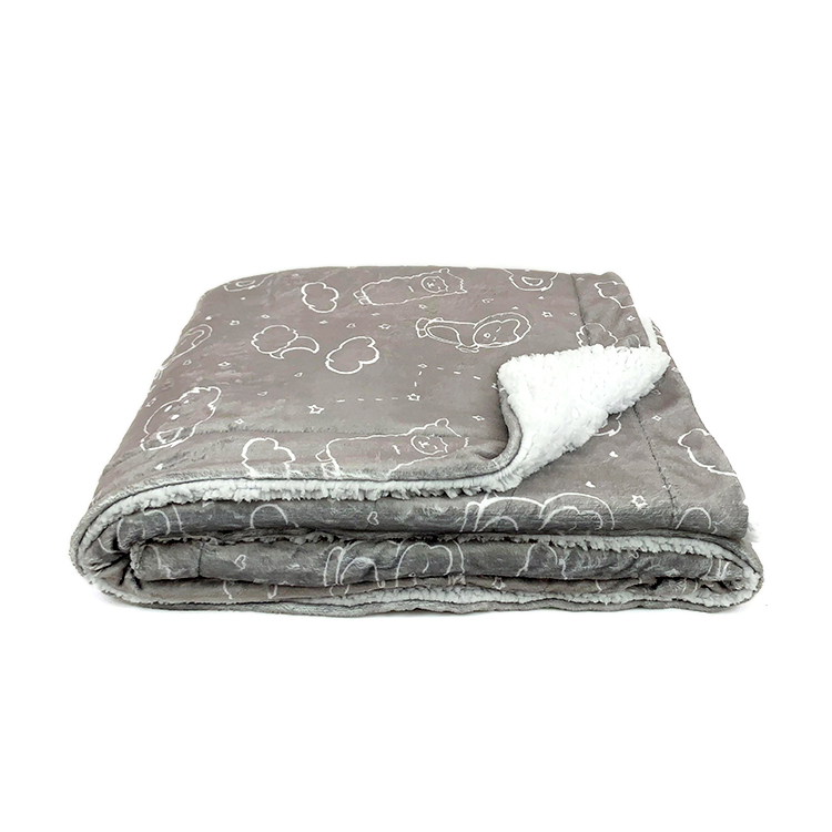 Custom Flannel Printed Sherpa Double Ply Fleece Blanket For Bed