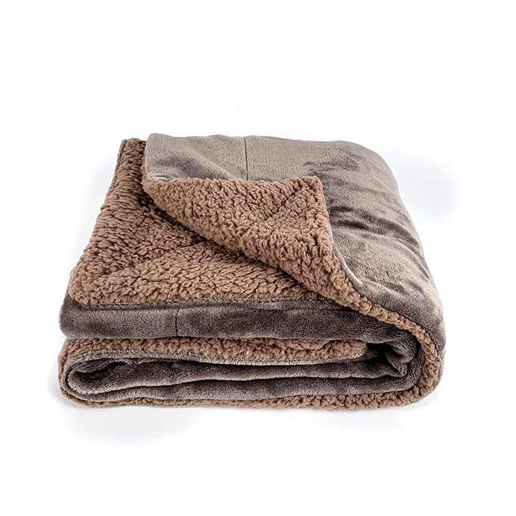 Double Luxury Custom Colour Colcha Warm Fabric 2 Ply Puffy Sherpa Throw Fleece Blanket