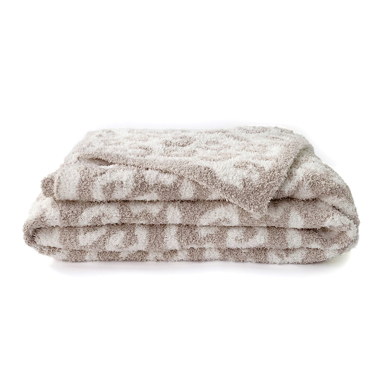 Custom Barefoot Sherpa Knit Leopard Grey Throw Blanket