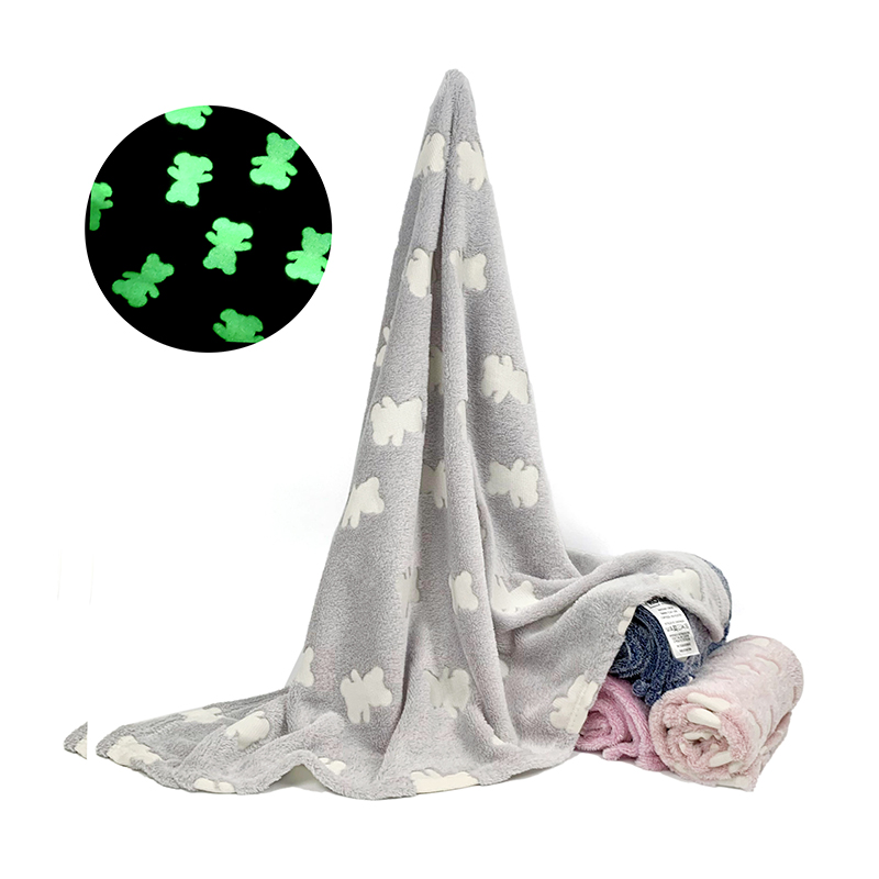 Glow in The Dark Throw Blanket With Polyester Fleece and Night Stars