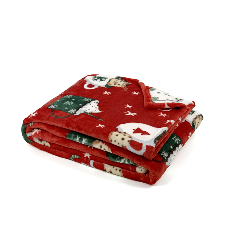 Printed Christmas Cup Sublimation Thick Fleece Throw Blanket