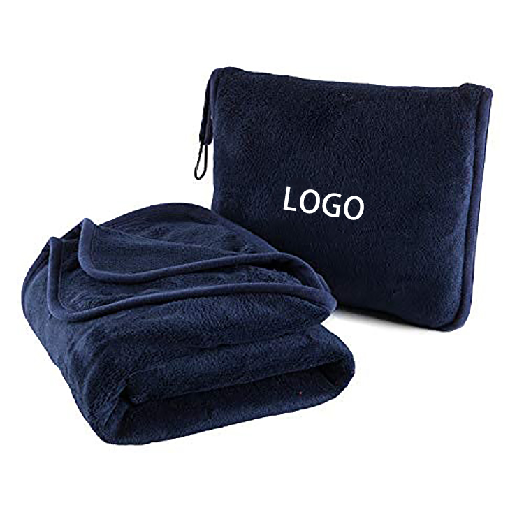  2-1 Pillow And One Piece Travel Blanket With Zipper Airplane Blanket 